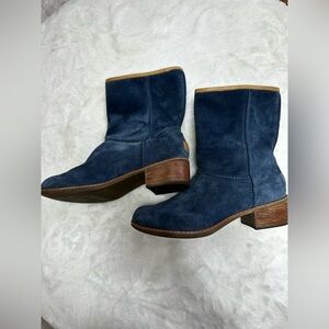 UGG Navy Suede Heeled Boots